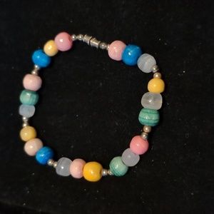 Beaded Pastel Bracelet with Silver Accent Beads